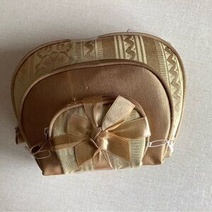 Elegant Gold Cosmetic Bag Set